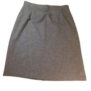 VTG 80s 90s Gray Wool Midi Skirt 16 USA Made Sexy Retro Chic Academia Timeless